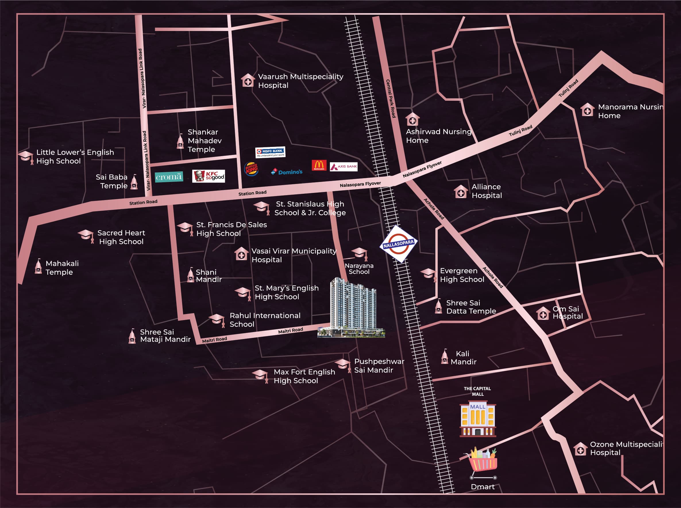 Location map for Majestic Tower, Nalasopara West